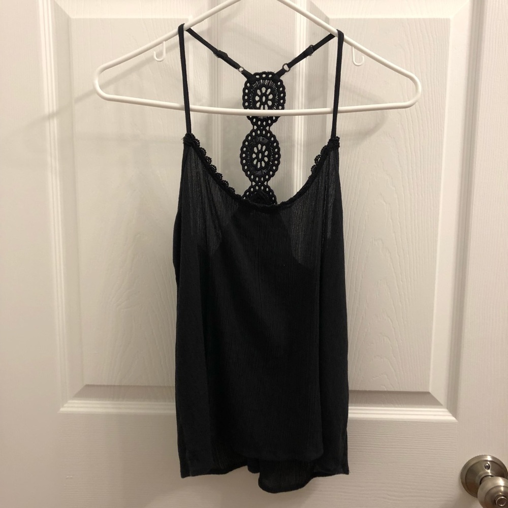 Black Scoop Neck, Racerback-style Top
